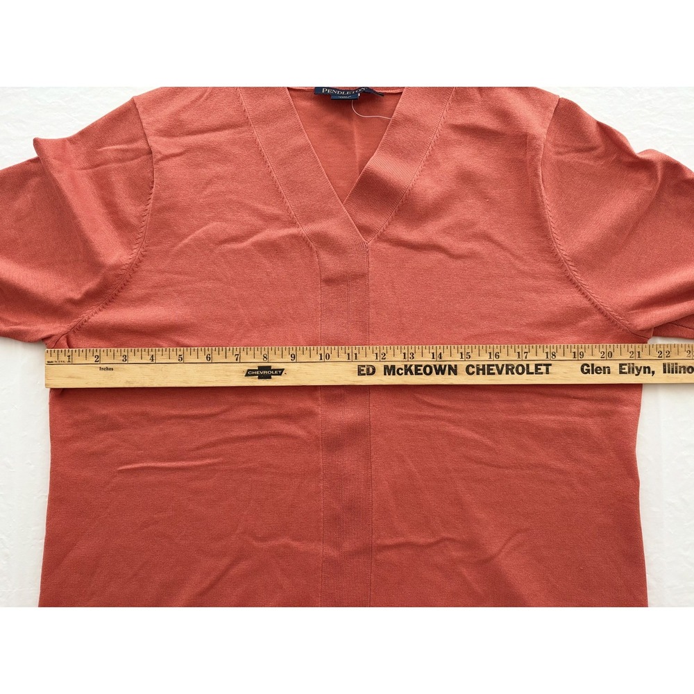 Pendleton Sweater Women XL Orange V Neck Silk Blend Short Sleeve Pullover NWT - Picture 11 of 16